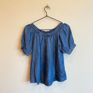 KATE SPADE Chambray Off Shoulder Top Broome Street